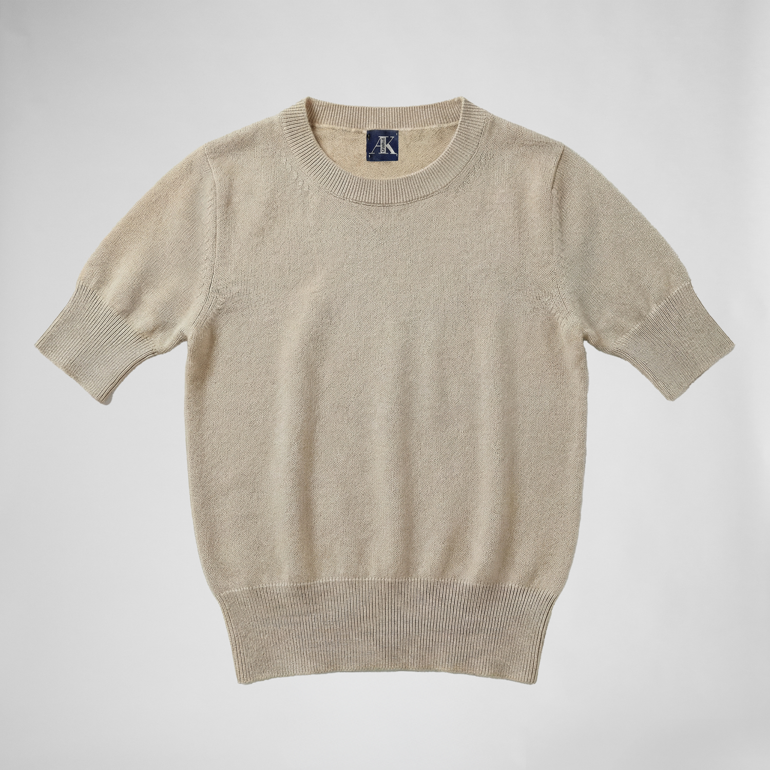 Cashmere Short Sleeved Jumper - Beige