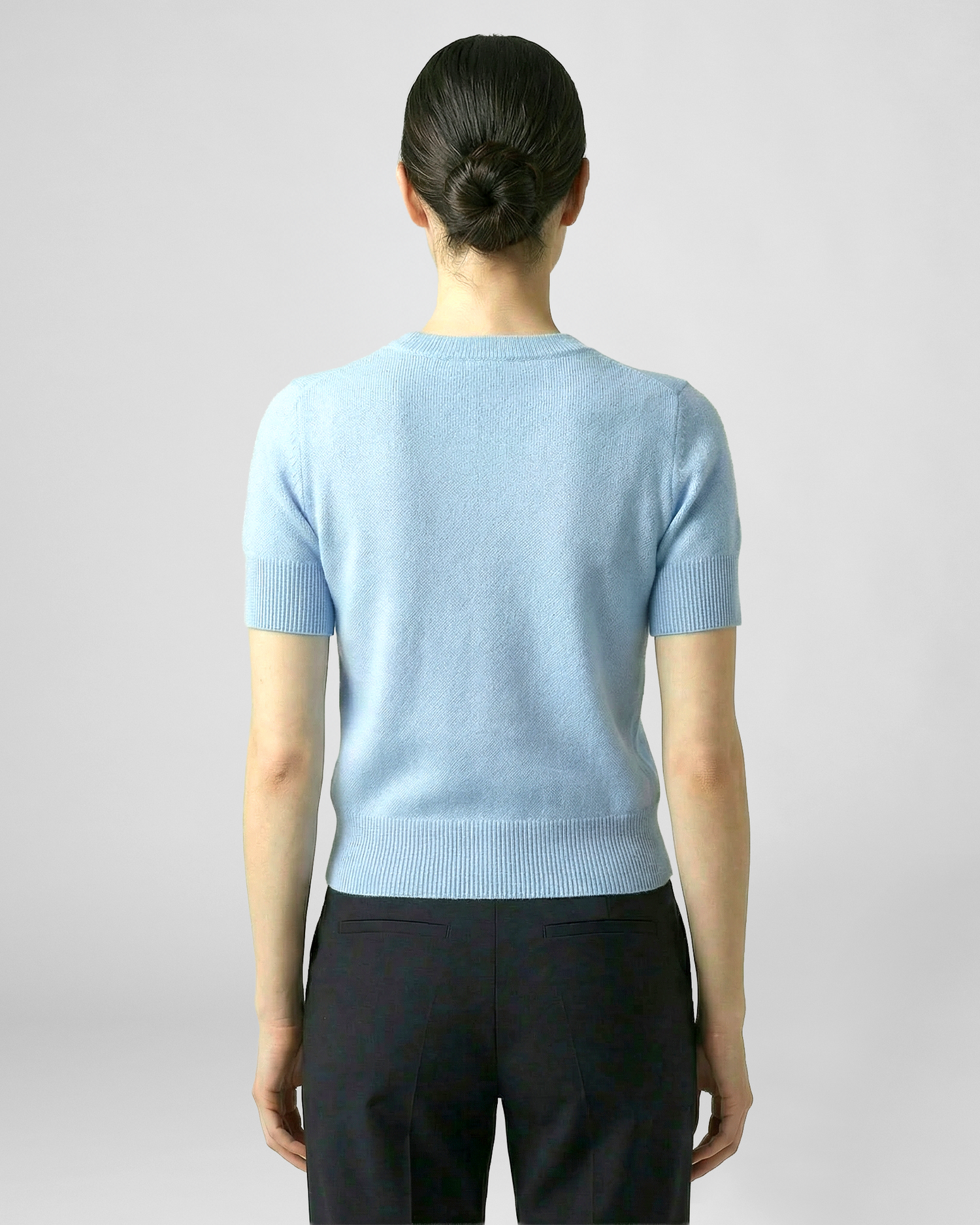 Cashmere Short Sleeved Jumper - Light Blue