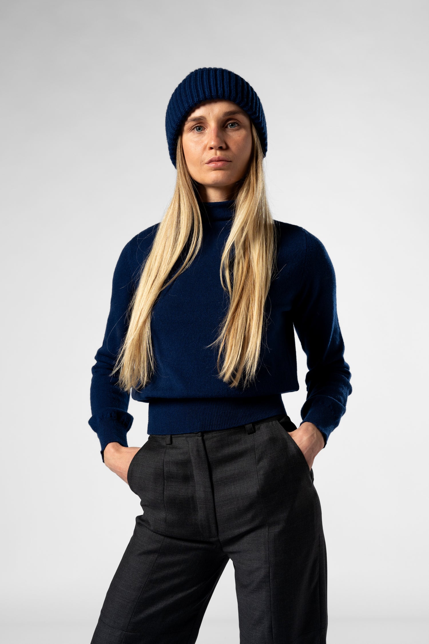 Cashmere Beanie - Dark Blue